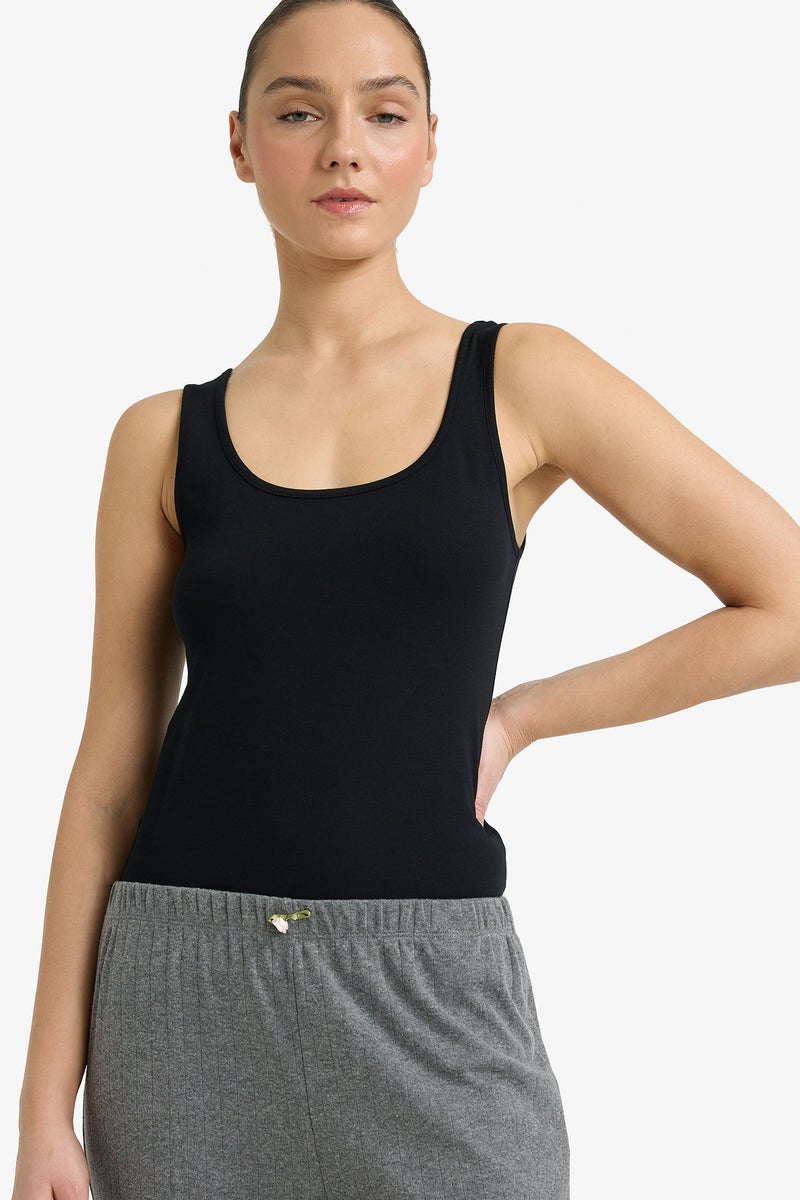 DeFacto Black Woman Regular Fit Cotton Tank Top Casual - Image 1